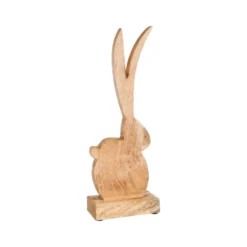 Lapin en bois naturel à poser - 32 x 12 x 6 cm