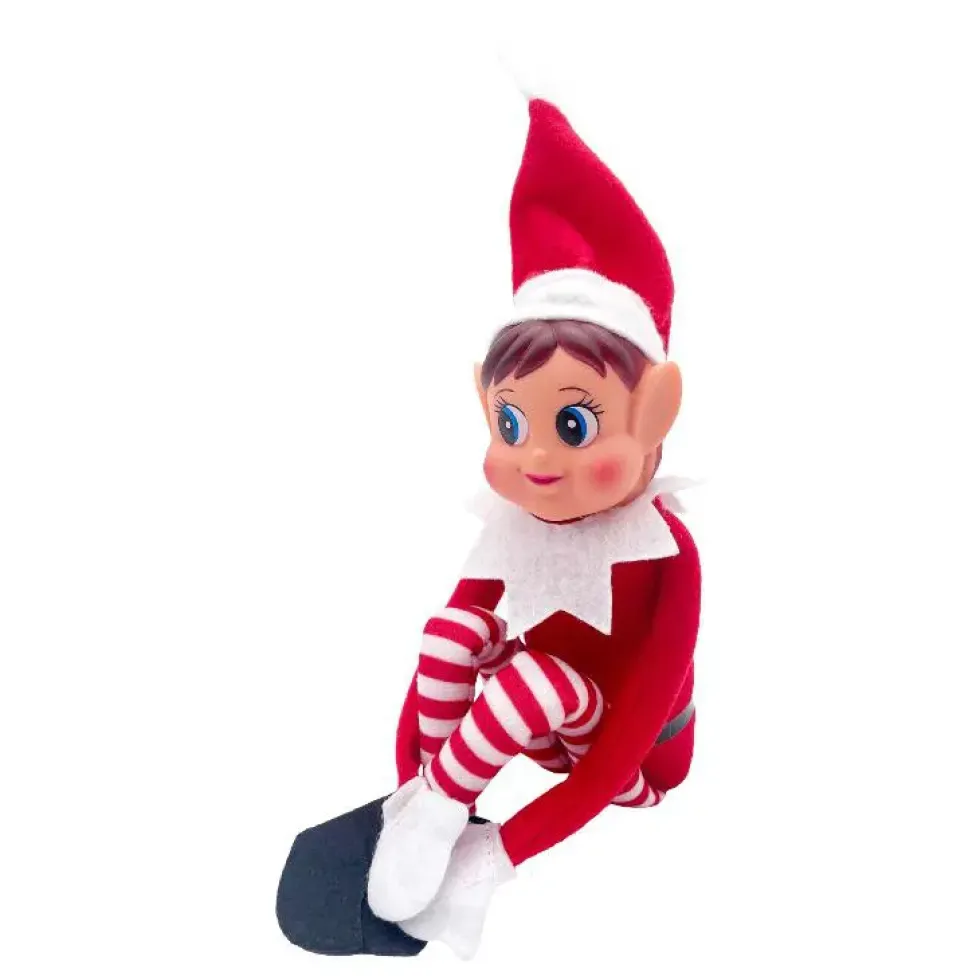 Le lutin farceur de Noël fille rouge et blanc Elvie - 10 x 5 x 38 cm
