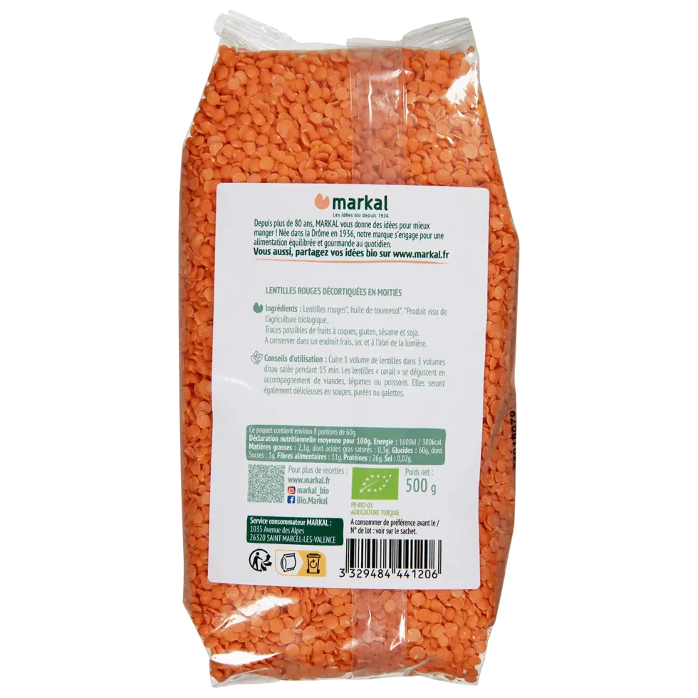 Lentilles corail bio Markal - 500 g