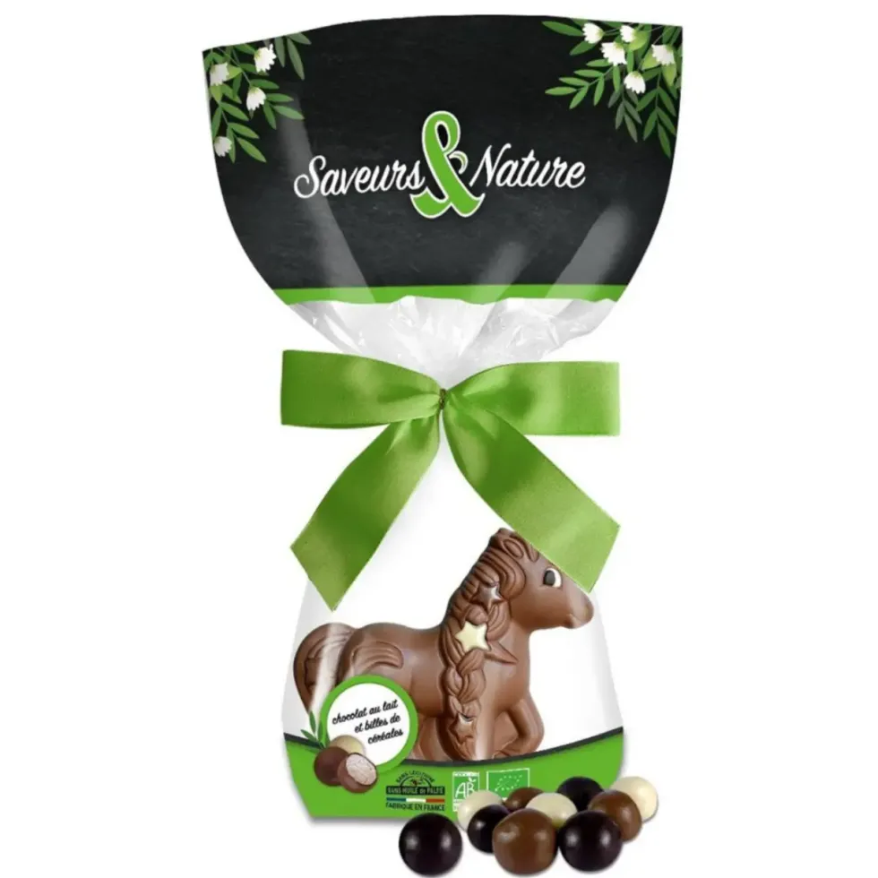 Licorne de chocolat au lait et billes crousty bio Saveurs et Nature - 100 g