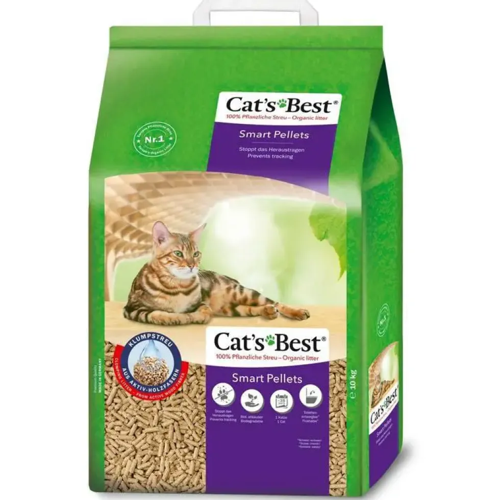 Litière végétale agglomérante pour chat Cat’s Best Smart Pellets 20 L - 10 kg