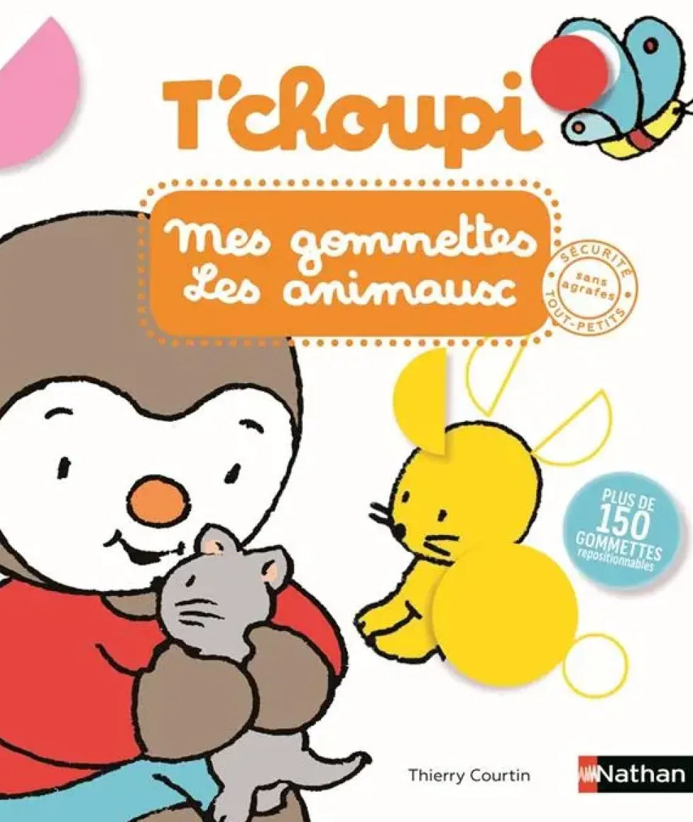Livre autocollants "T’choupi - mes gommettes : les animaux" aux Éditions Nathan