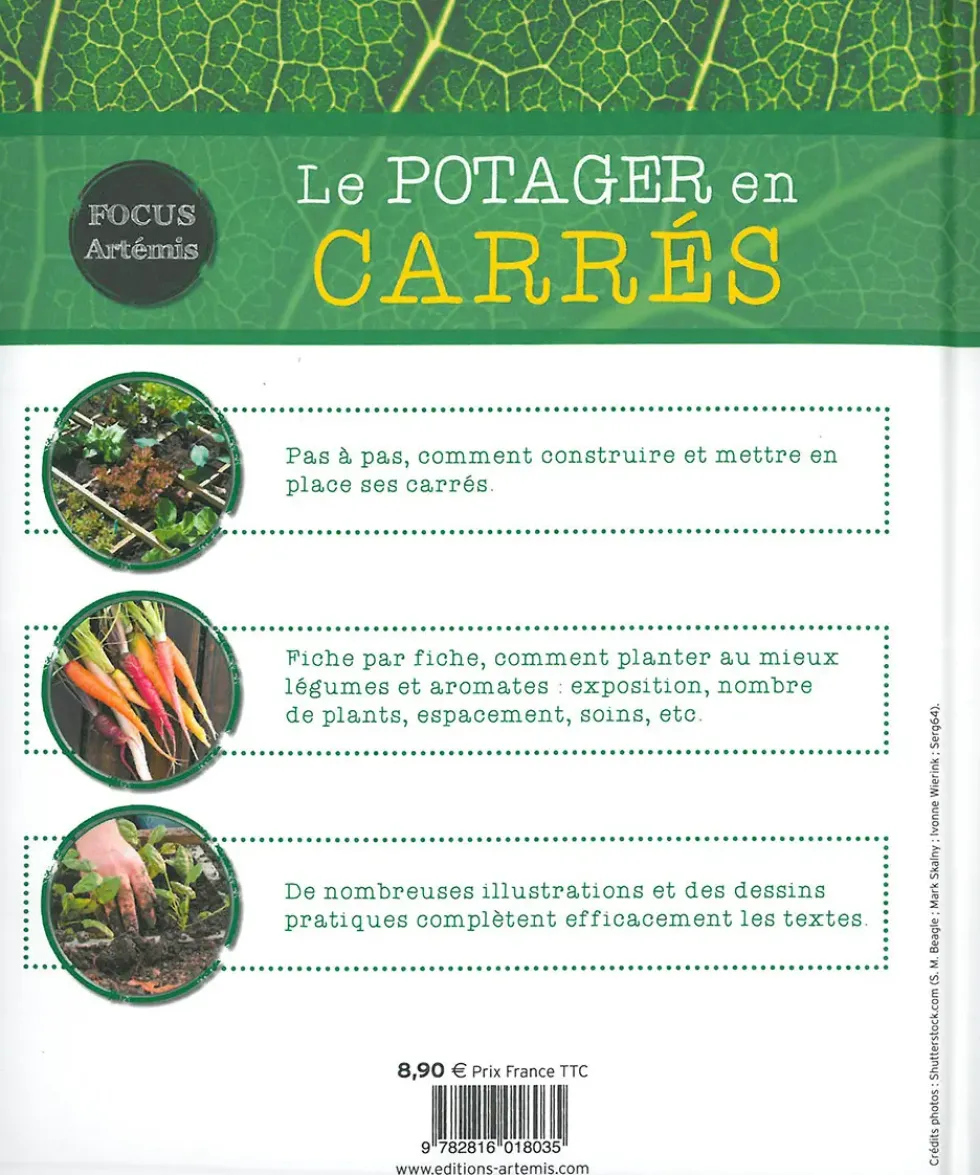Livre "Potager en carrés" aux Éditions Artemis