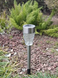 Lot de 4 balises Primus 3 lm coloris gris en verre et inox - 41 cm
