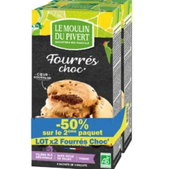Lot de biscuits fourrés chocolat bio Le Moulin du Pivert - 350 g (2ème à -50%)