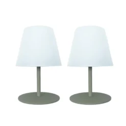 Lot de 2 lampes IP54 coloris vert effet blanc chaud en métal Batimex - Ø 10 x 16 cm