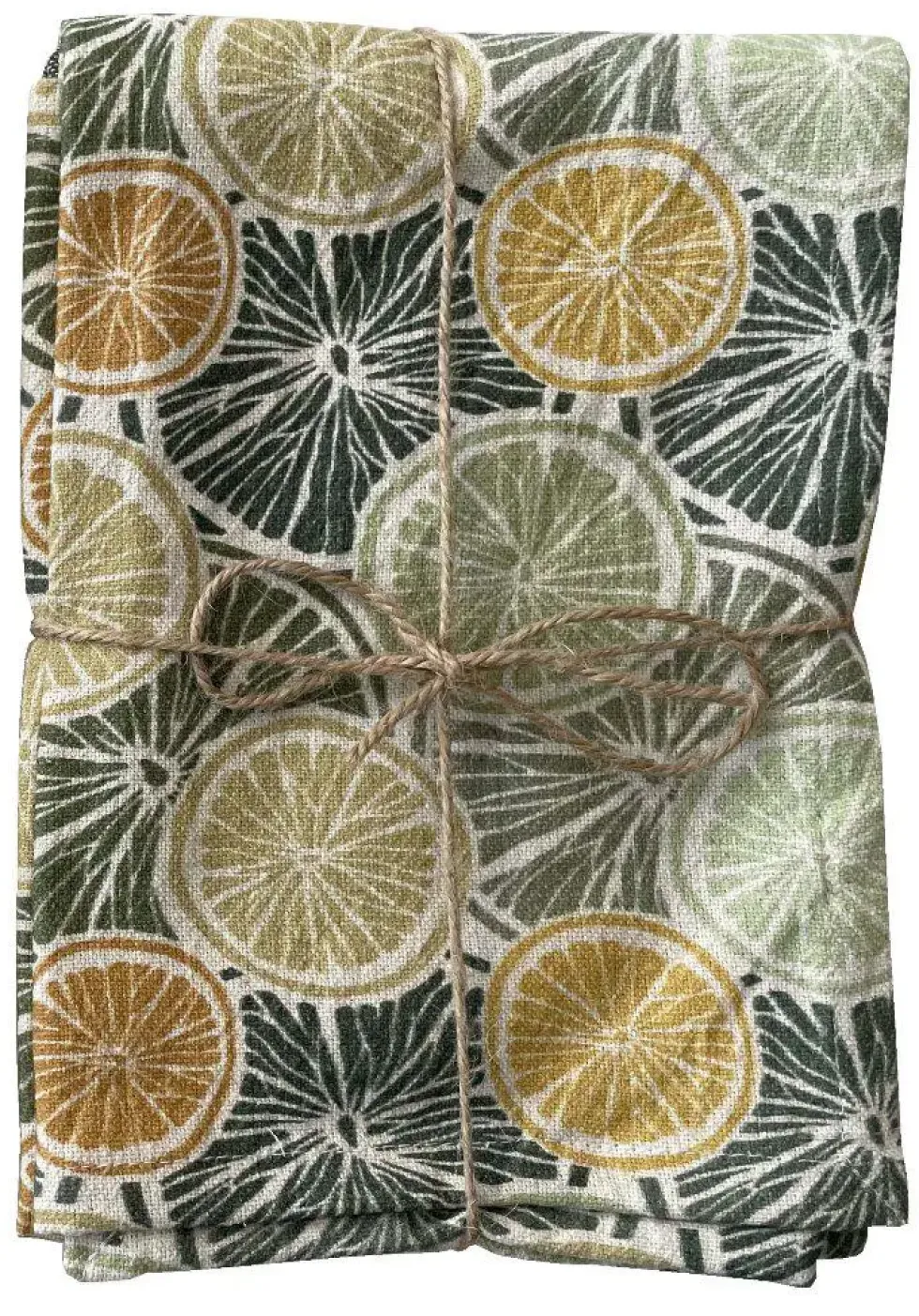Lot de 2 torchons en coton kaki motif agrumes Celestin - 70 x 50 cm
