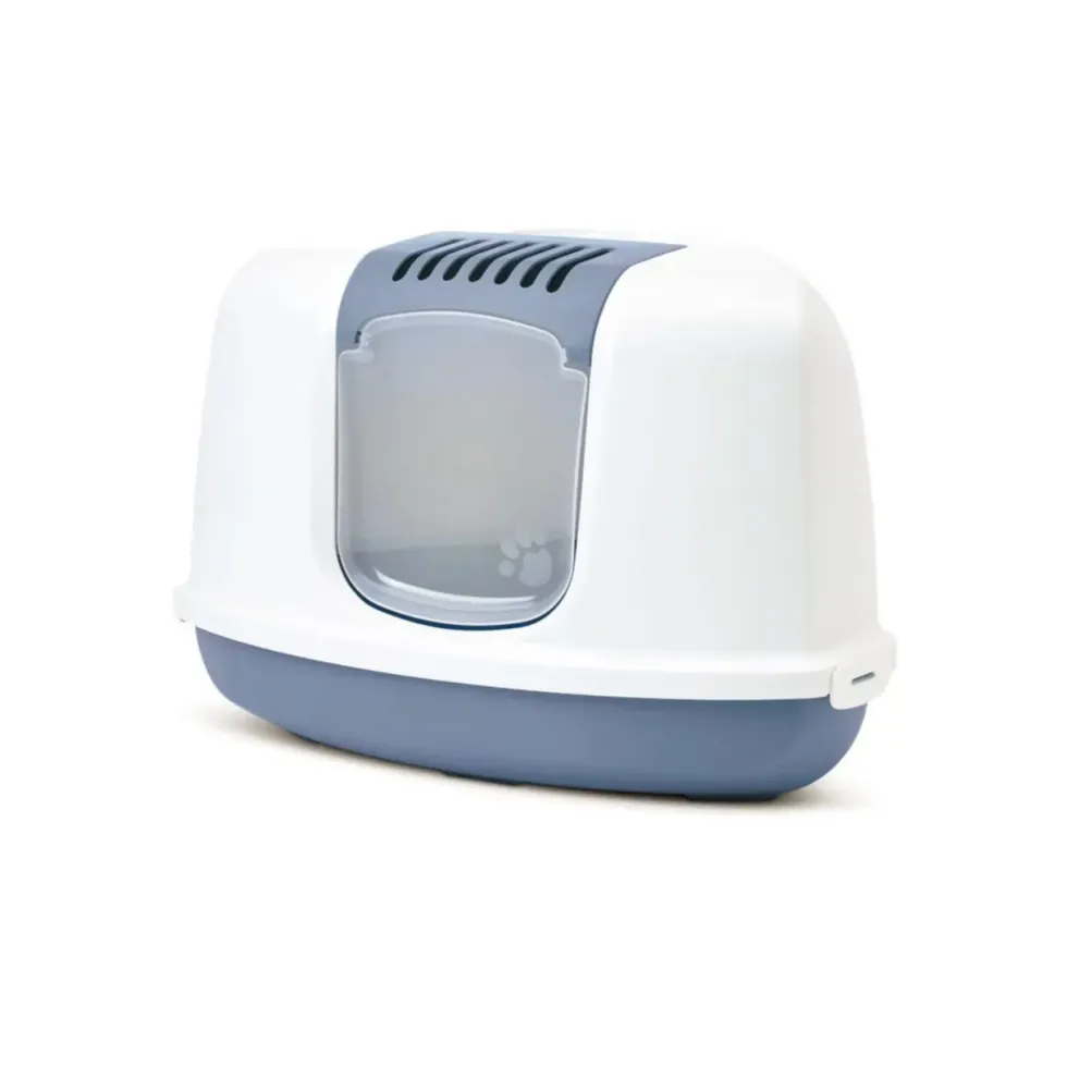 Maison de toilette d'angle pour chat Nestor Corner gris , Dim 58.5 x 45.5 x 40 cm