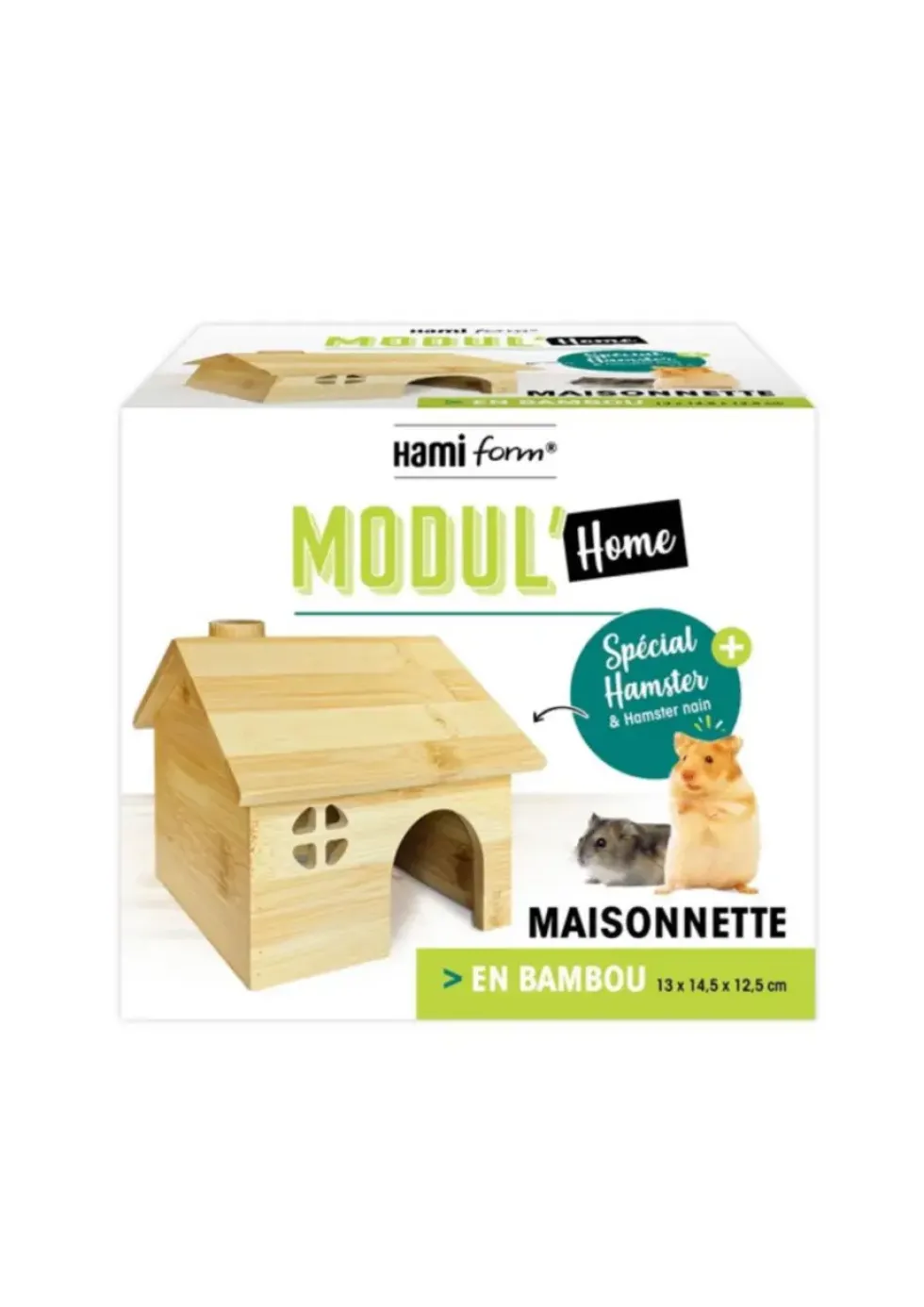 Maisonnette pour hamster en bois Hamiform Modul'Home - 13 x 14,5 x 12,5 cm