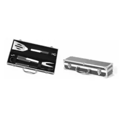 Malette de 3 ustensiles en inox pour plancha - 37 x 10 cm