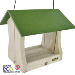 Mangeoire pour oiseaux en épicéa coloris vert eco-ressourcée suspendue Natures Market Miam - 19 x 20 x 20 cm