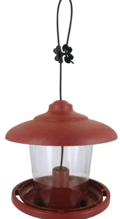 Mangeoire pour oiseaux Julie coloris rouge en plastique recyclé - 21,7 x 20 cm
