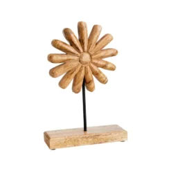 Marguerite décorative à poser en bois naturel - 26 x 16 x 6 cm