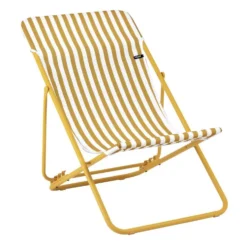 Maxi transat colorblock rayure miel Lafuma coloris jaune en polyester - 62 x 83 x 91 cm