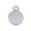 Médaille basic petit cercle pour chien en aluminium gris