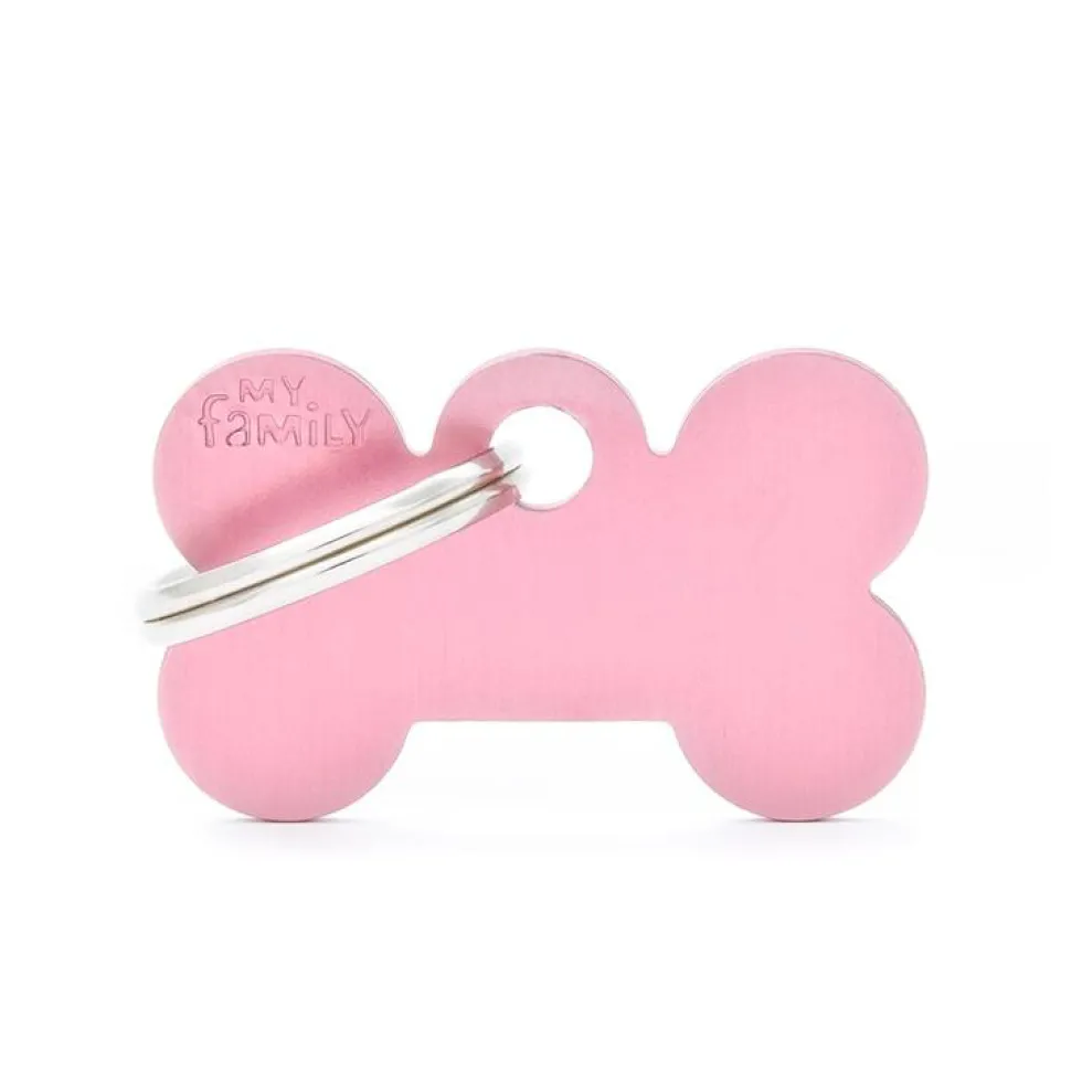 Médaille basic petit os en alu rose