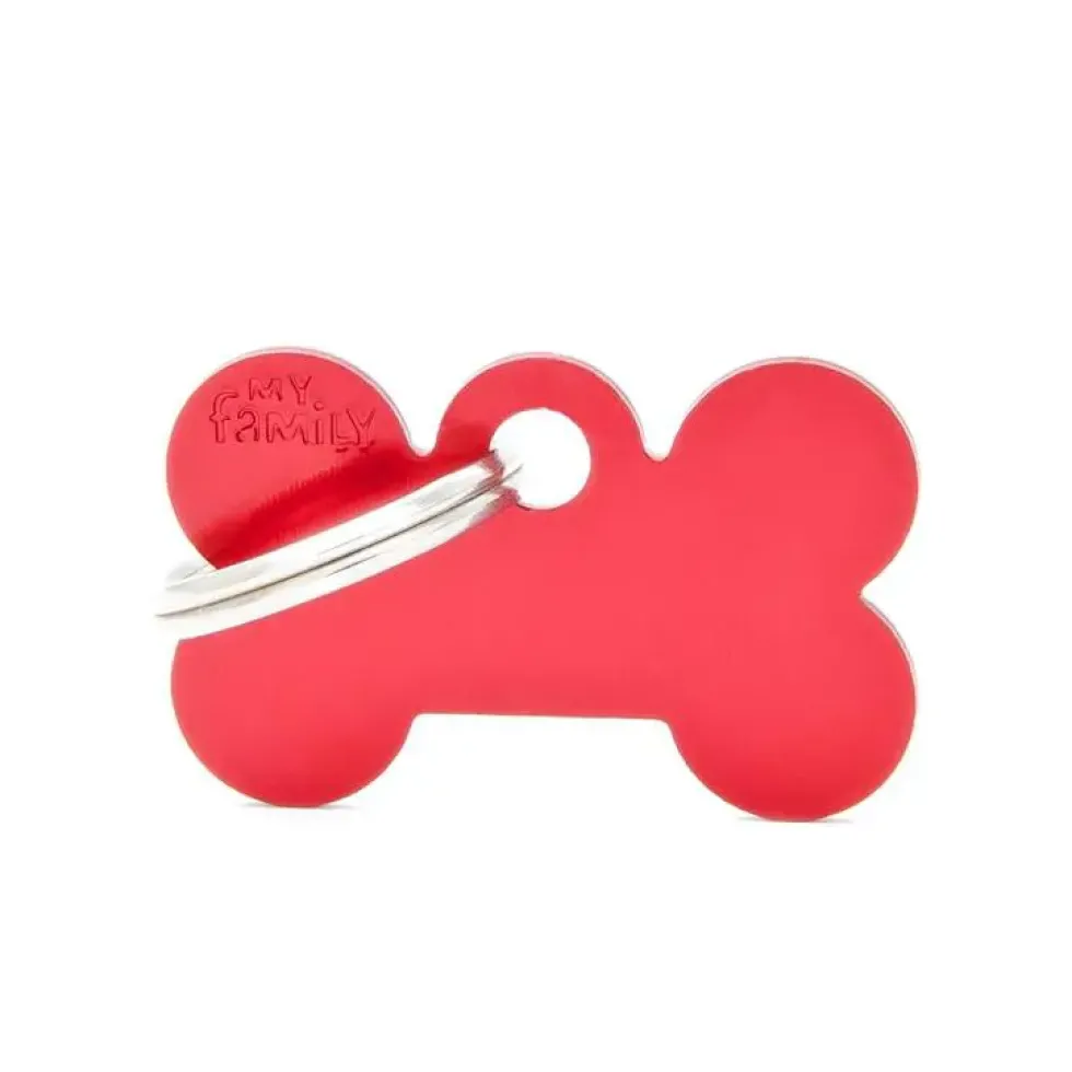 Médaille basic petit os en alu rouge