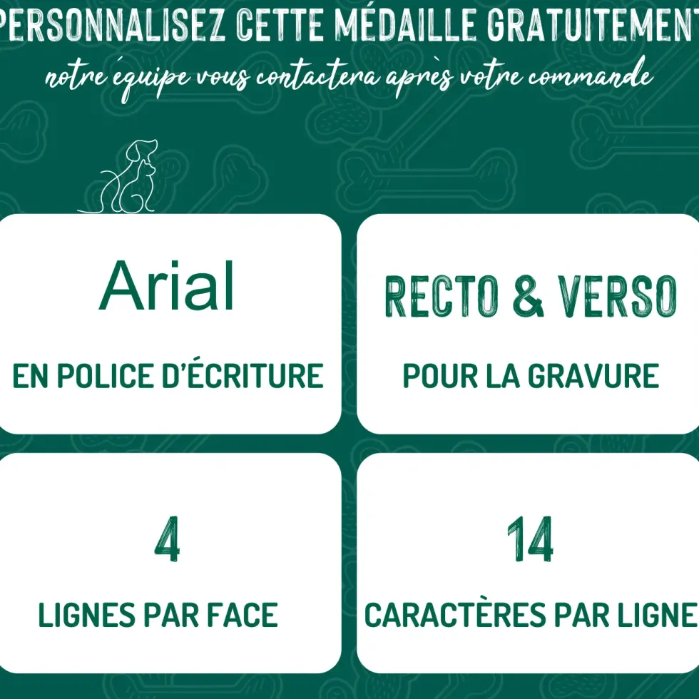 Médaille basic petit os pour chien en aluminium noir