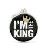 Médaille charms king noire pour chien en métal