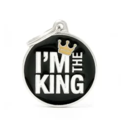 Médaille charms king noire pour chien en métal