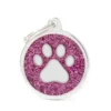 Médaille shine grand cercle noir patte rose