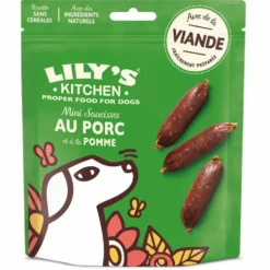Mini saucisses au porc et à la pomme friandise pour chien Lily’s Kitchen - 70 g