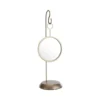 Miroir rond suspendu sur pied en métal bronze - 17 x 15,5 x 50 cm