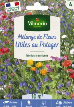 Mélange de fleurs utiles au potager Vilmorin - graines à semer pour 10 m² de surface