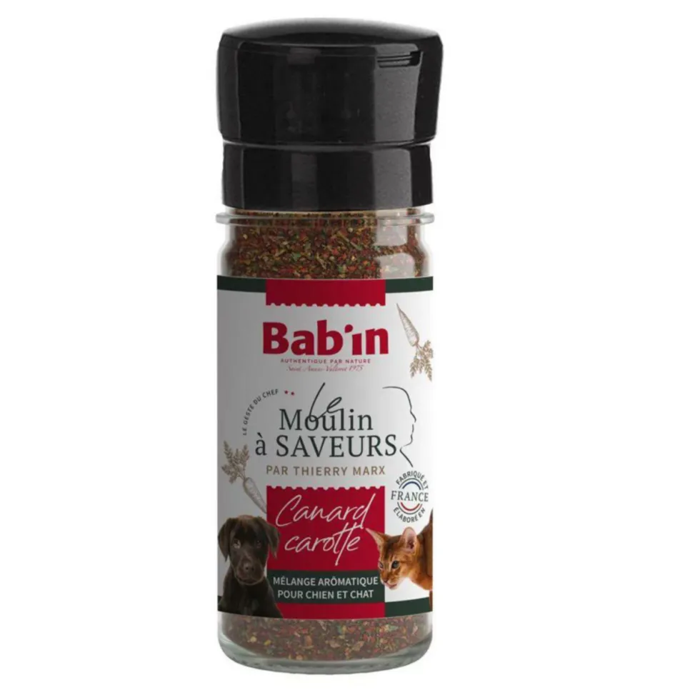Moulin à saveurs pour chien et chat au canard et à la carotte Bab'in - 45 g