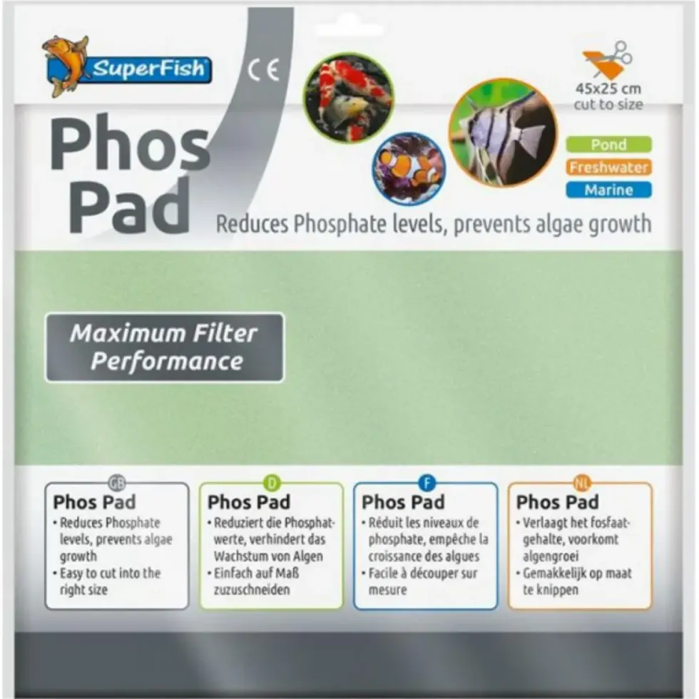 Mousse de filtration anti-phosphates SUPERFISH BASSIN Phos Pad - 45x25 cm