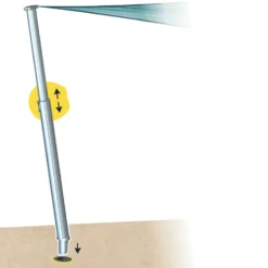 Mât pour voile d'ombrage téléscopique coloris gris en aluminium Gard&Rock - Ø 10 cm