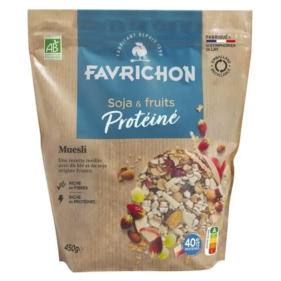 Muesli protéiné bio soja et fruits Favrichon - 450 g
