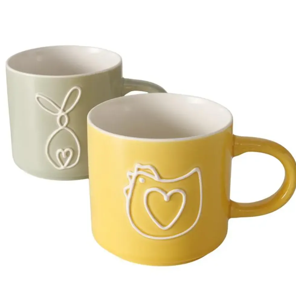 Mug en new bone coloré avec motif animal Frieda - Ø 9,3 x H 8,9 cm