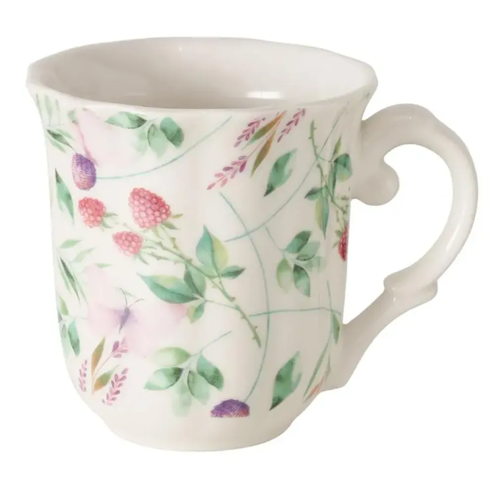 Mug en new bone vert et rose Fantasy - Ø 9 x H 10 cm