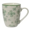Mug trèfle coloris vert en porcelaine - 11,7 x 8,2 x 10 cm