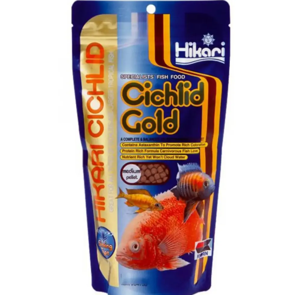 Nourriture poissons aquarium, spécifique cichlide, coule, HIKARI AQUARIUM, medium gold - 342g