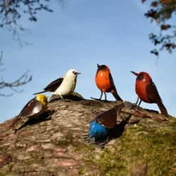 Oiseau métal peint main