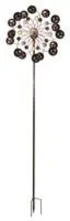 Éolienne solaire lumineuse en métal effet rustique sur pique Smart Garden Venti - Ø 38 x 130 cm
