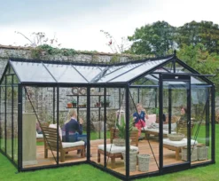 Orangerie en aluminium noir laqué et verre trempé sécurit ACD Aurélie - 10,26 m²