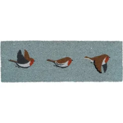 Paillasson en fibre de coco motifs rouge-gorge - 75 x 25 cm