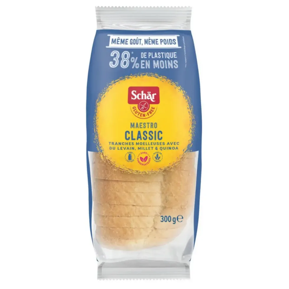 Pain blanc semi-frais Maestro Classic sans gluten sachet 300g