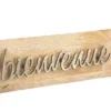Pancarte décorative en bois & aluminium coloris antique Bienvenue - 47 x 17 cm