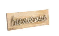 Pancarte décorative en bois & aluminium coloris antique Bienvenue - 47 x 17 cm