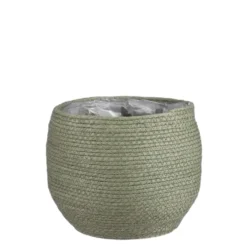 Panier cache-pot coloris vert en osier Jorck Mica Decorations - 24 x Ø 26 cm