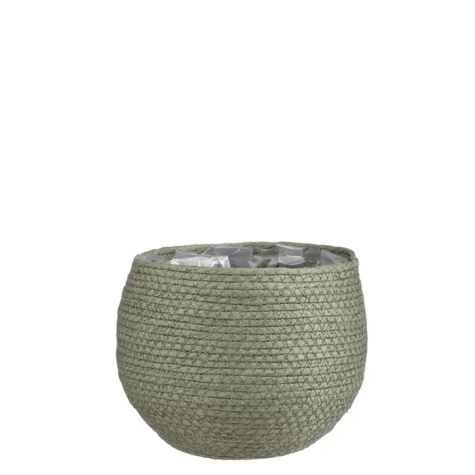 Panier cache-pot coloris vert en osier Jorck Mica Decorations - 19 x Ø 22 cm