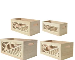 Panier de rangement en bois de Paulownia naturel taille 4 - 23 x 11 x 10 cm