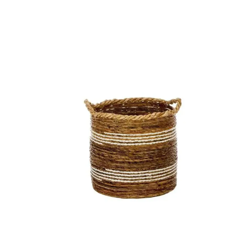 Panier en bananier blanc naturel H 39 x ? 44 cm