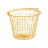 Panier filaire avec anses en métal jaune - Ø 18 x H 14 cm