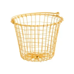 Panier filaire avec anses en métal jaune - Ø 18 x H 14 cm