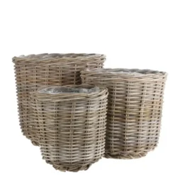 Panier rond haut en osier gris Marcia - Ø 29 x H 30 cm